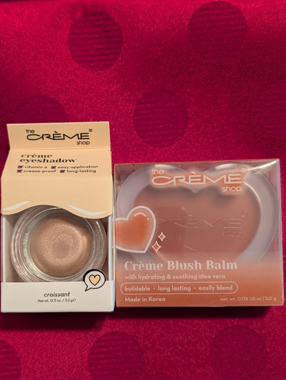 The Crème Shop Creme Blush Balm In Teddy Bear & Creme Eyeshadow In Croissant NIB